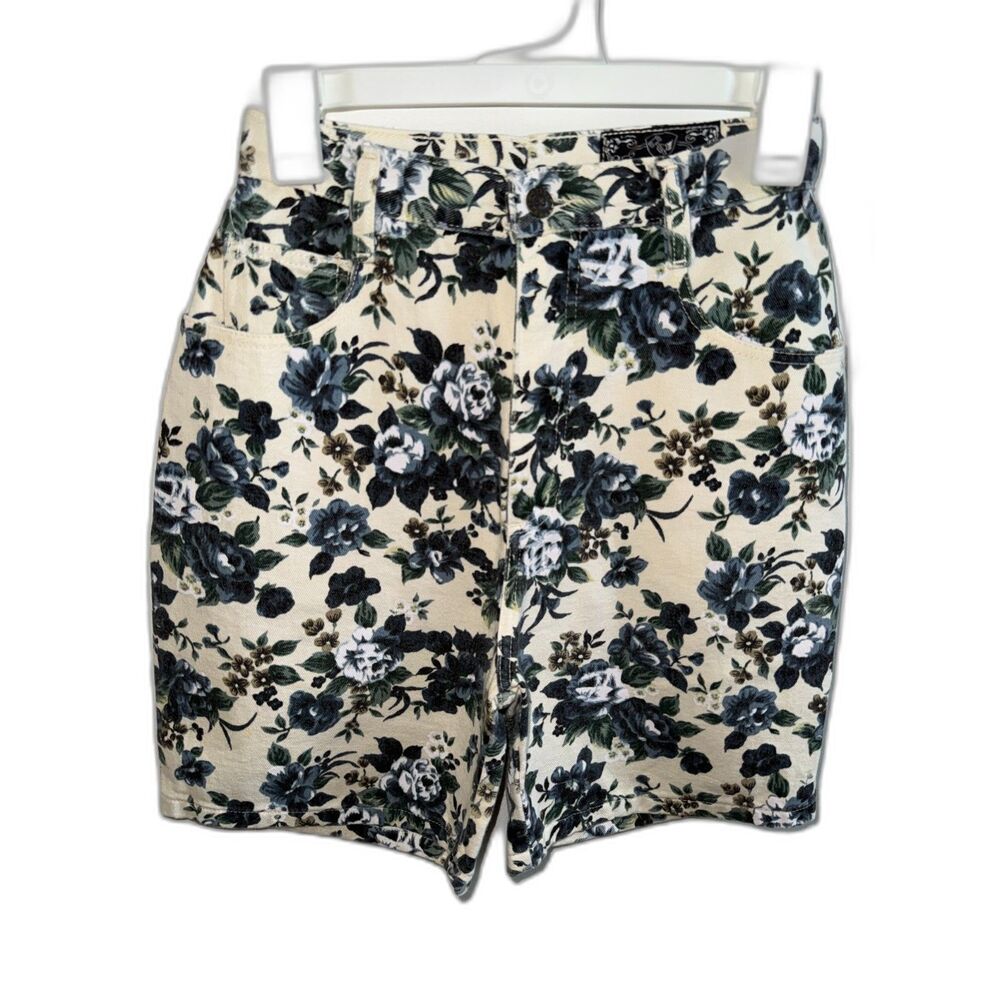 Vintage Not Guilty Floral Denim Shorts High Waisted Mom 90s Grunge Y2K Size 5/6